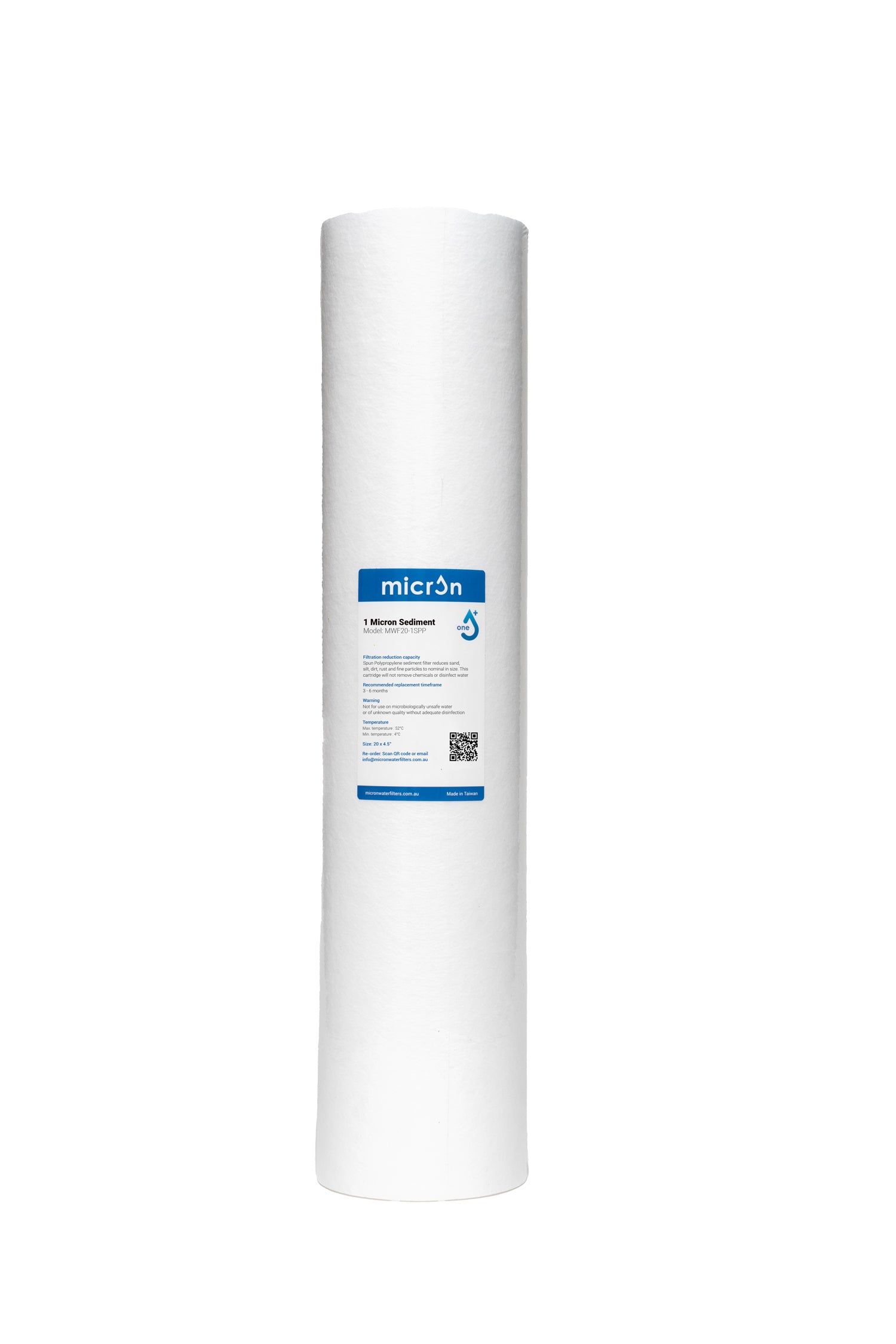 Micron Whole House MWF20 Series-1 Micron Spun Polypropylene Sediment Filter 20" x 4.5"