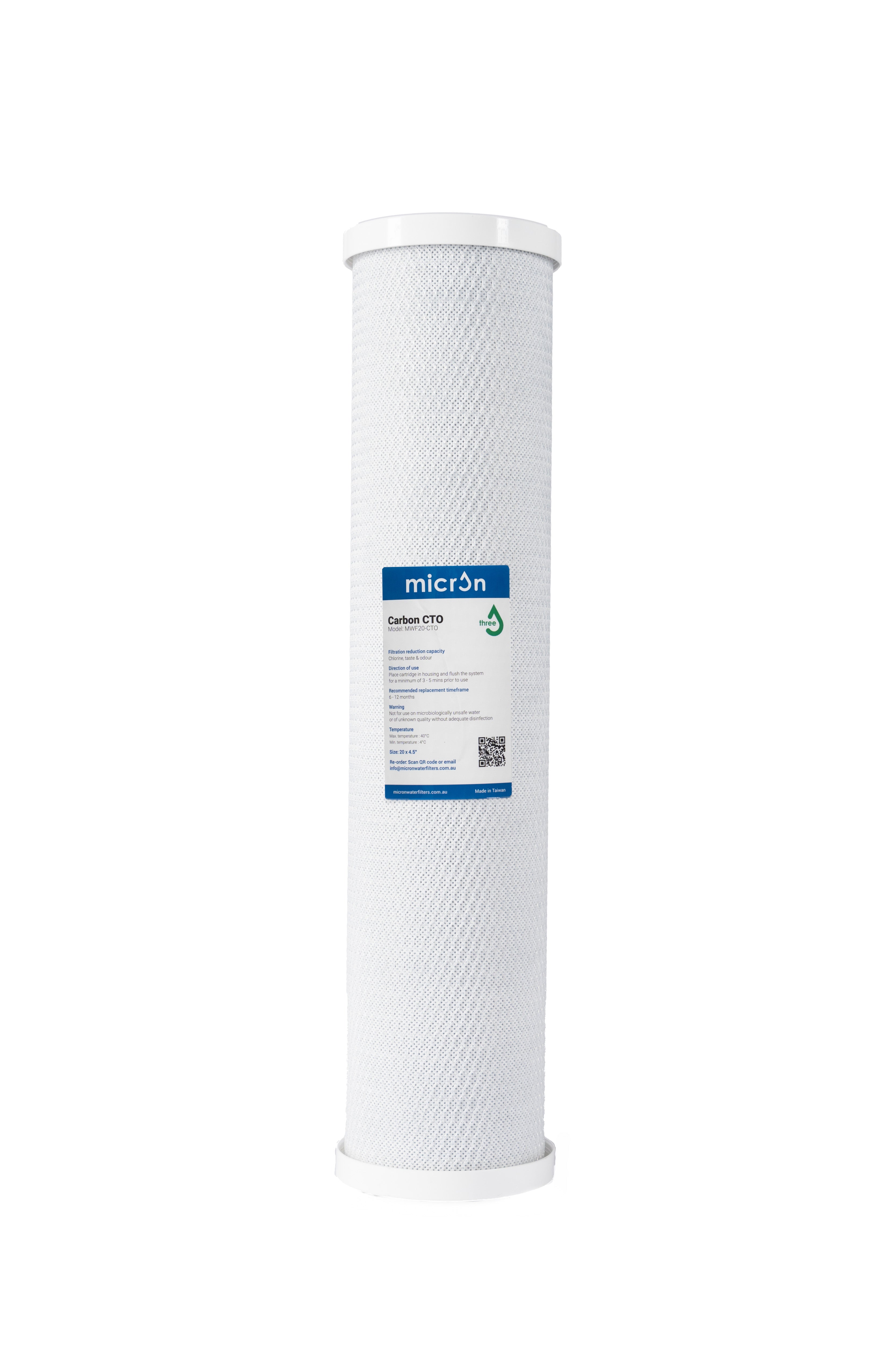 Micron Whole House MWF20 Series- Coconut Shell CTO Carbon Block Filter  20" x 4.5"