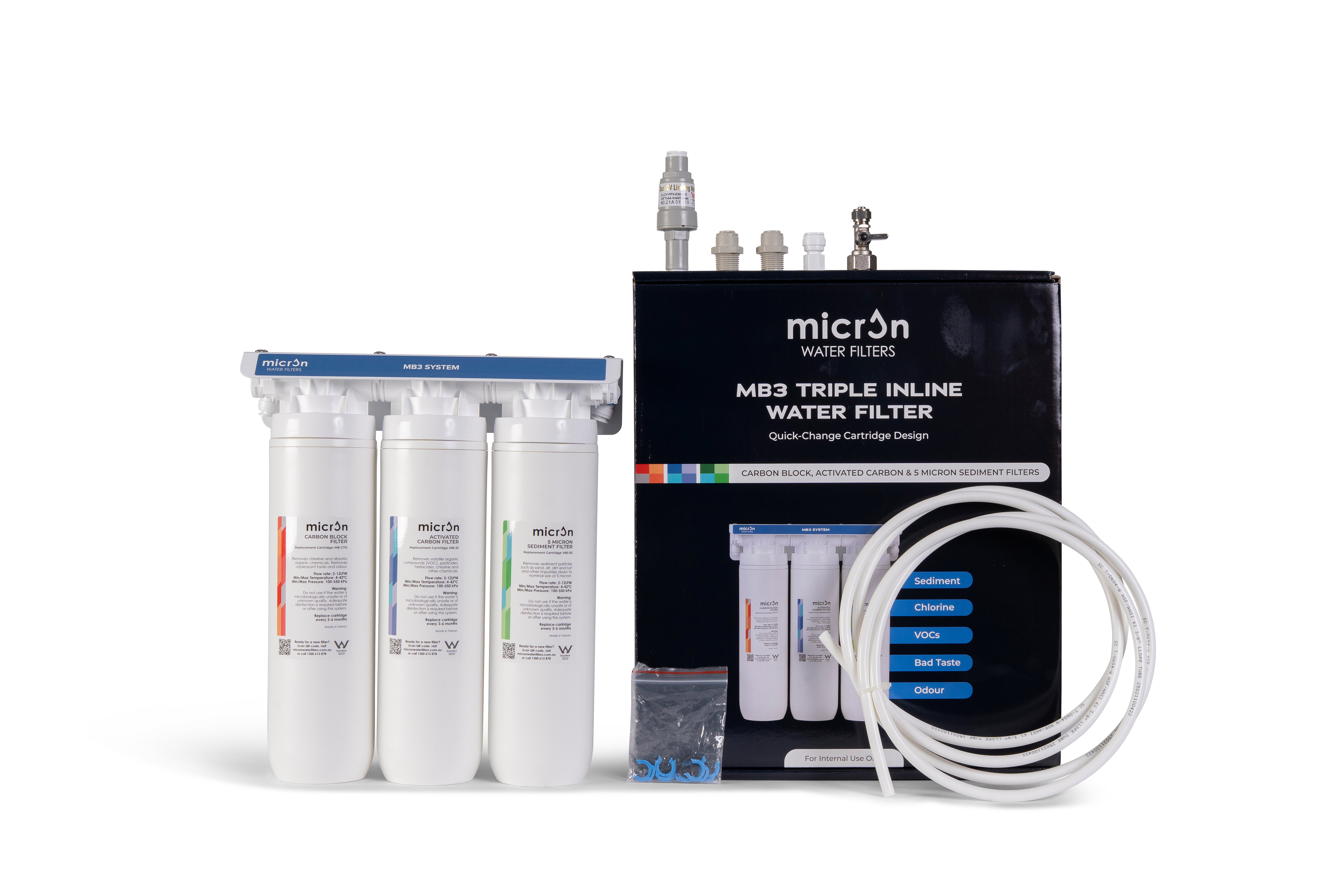 MB3 Triple High Flow Inline Water Filter System