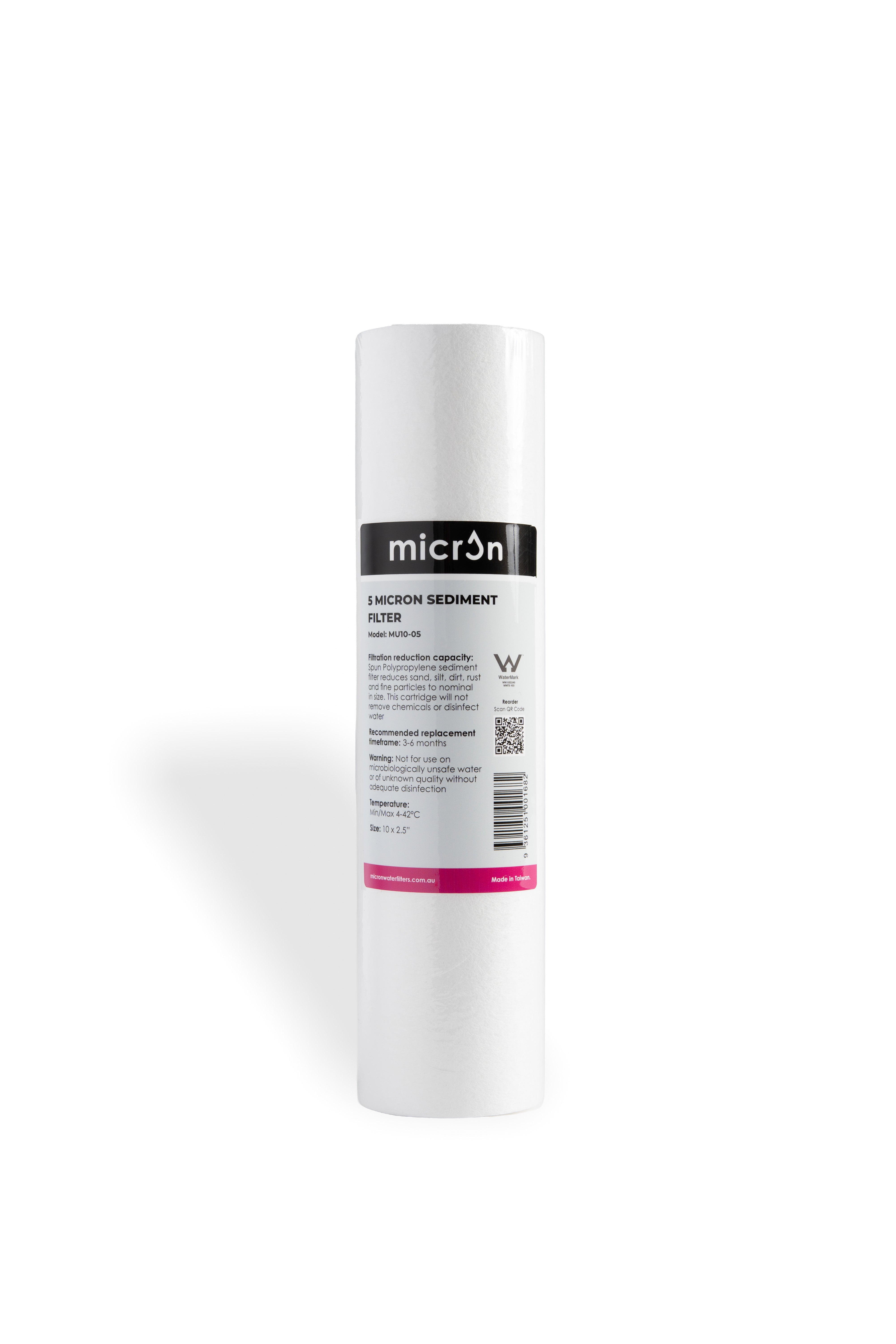 Micron MU Series : 5 Micron poly spun Sediment Filter  [MU10-05]