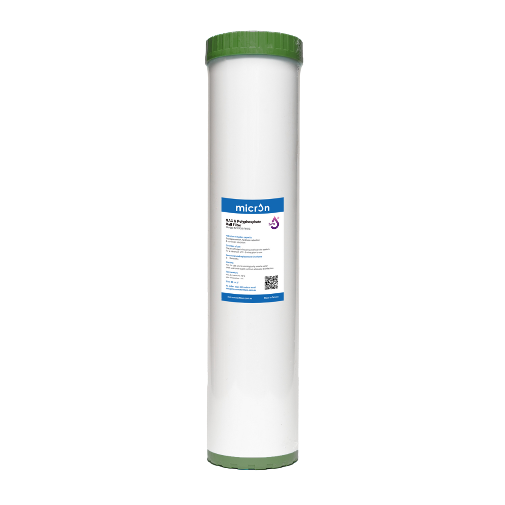 Micron Whole House MWF20 Series- Granular Activated Carbon & Polyphosphate Ball Filter 20" x 4.5"