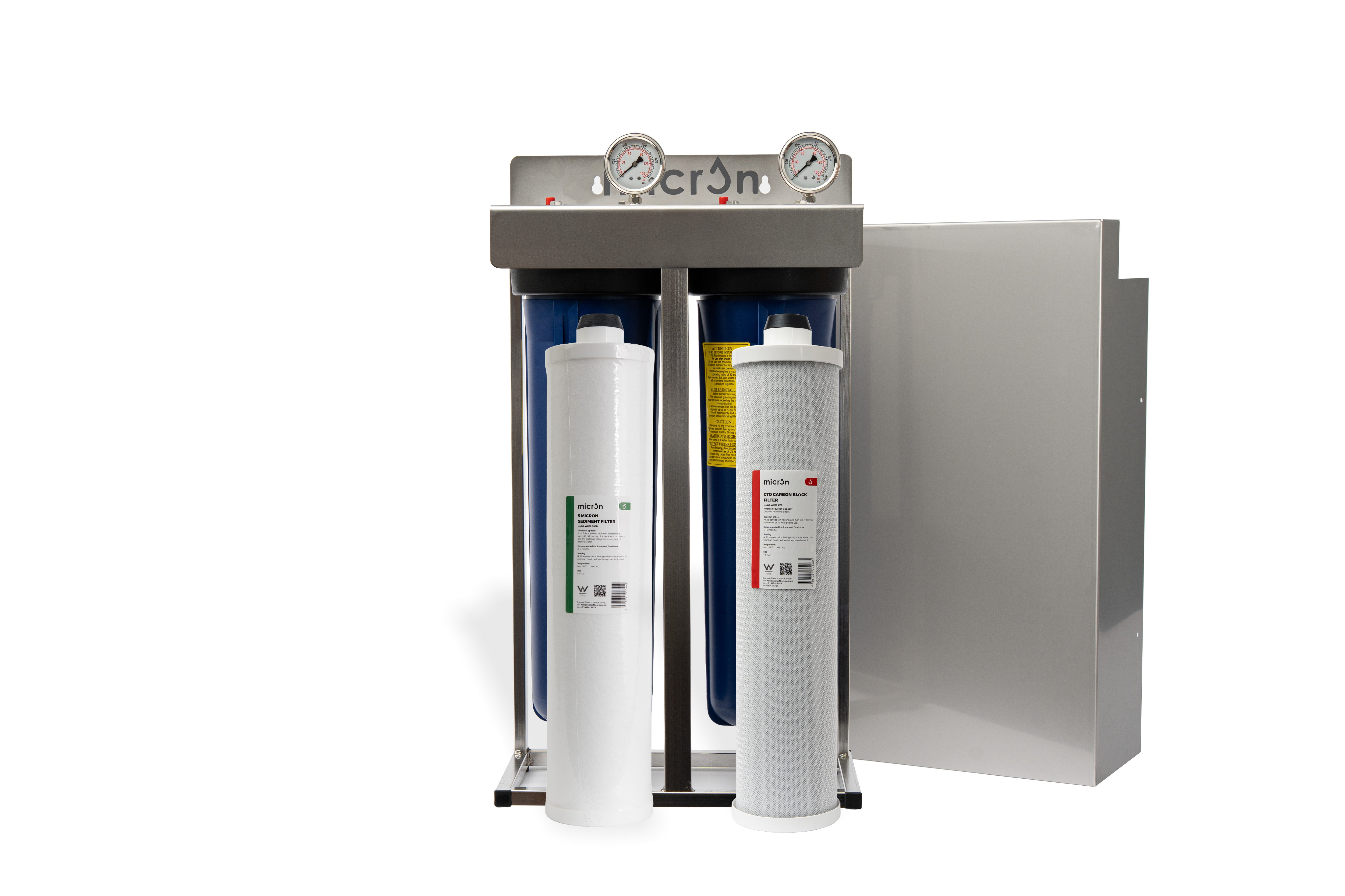 WH Series Classic 300 Series- Twin Whole House Filtration System with 316 s/s frame and cover