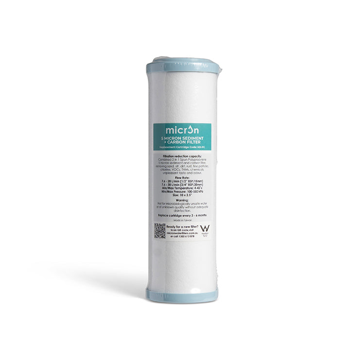 Micron MX Series 5 Micron PP Sediment + CTO Carbon Block Filter MX-PC  2.5" x 10"